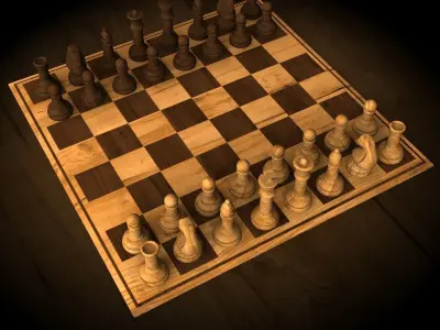 Chess Set Wood and Glass Combo 3D model