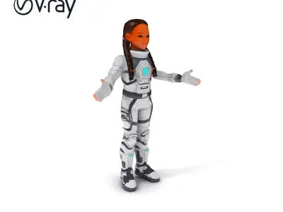 Young Space Explorer in Futuristic Suit D Model Low-poly 3D model