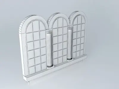 3 Narrow Arched windows 3D model