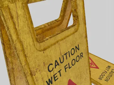 Hong Kong Caution Wet Floor Sign 3D model