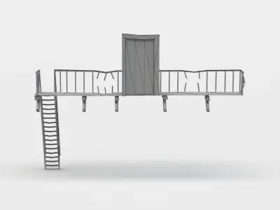 Veranda ladder with door Low-poly 3D model