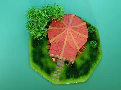 Fantasy Tavern Low-poly 3D model