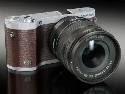 Samsung NX300 Brown mirrorless digital camera Kit 18-55mm lens Low-poly 3D model