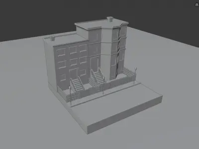 Isometric Building Low-poly 3D model