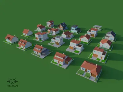 20 LowPoly houses Low-poly 3D model