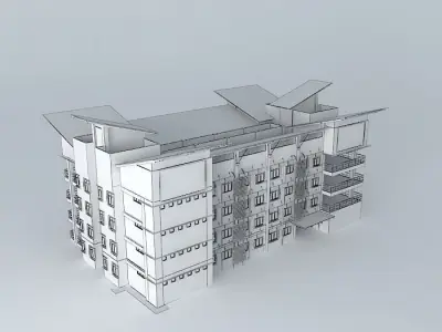 Hostel school building 3D model
