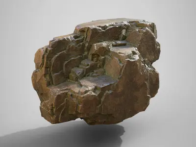 Blocky cliff Low-poly 3D model