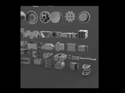Kitbash hard surface big pack automatic 3D model