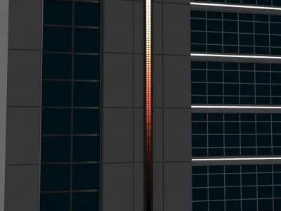 Simple Skyscraper Model with Sliding Led Light Animation 3D model
