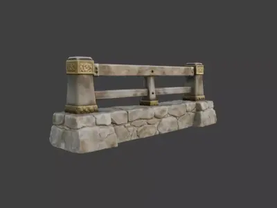 Stone Bridge Railing Low-poly 3D model