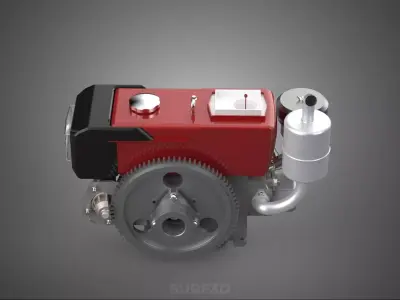 DIESEL ENGINE MACHINE HEADLIGHT HEADLAMP HEAD LAMP LIGHT BEAM 4S 3D model