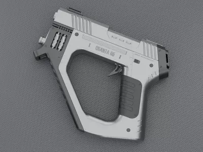 Quanta 05 SciFi Concept Futuristic Handgun White Color 3D model