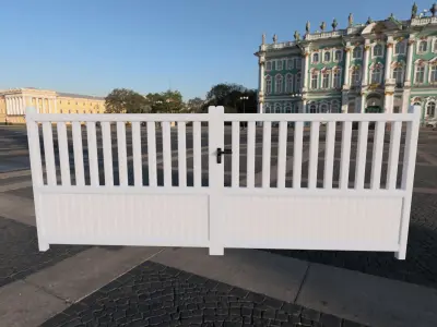 White gate for house Low-poly 3D model