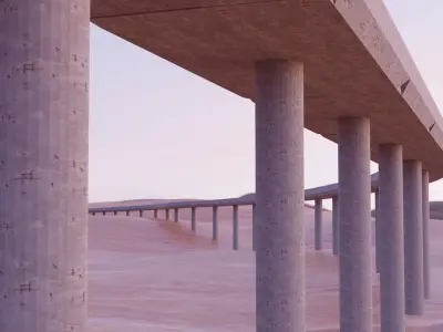 Freeway bridge in middle of desert 3D model