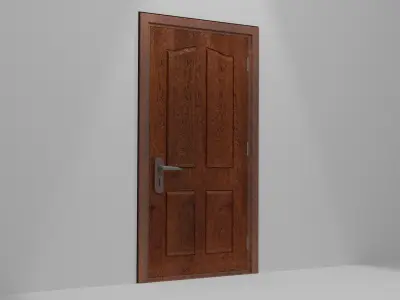 Low Poly 5 Pieces Wooden Doors - For Video Games Low-poly 3D model