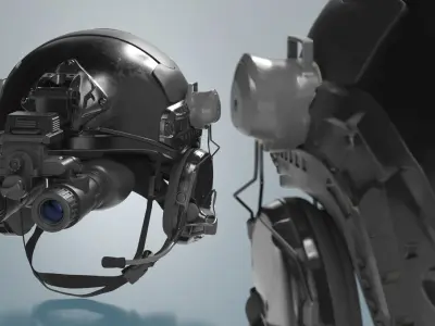  Tactical Combat Helmet with Night Vision Binocular Black 