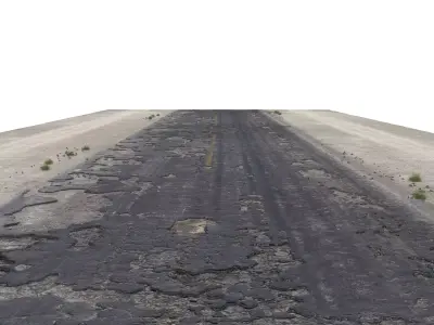 Damaged asphalt road Low-poly 3D model