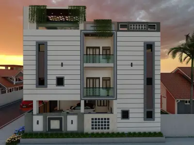 Modern Exterior Elevation Design Low-poly 3D model