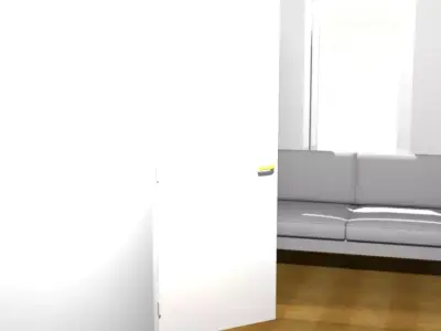 House hallway with two doors and couch 3D model