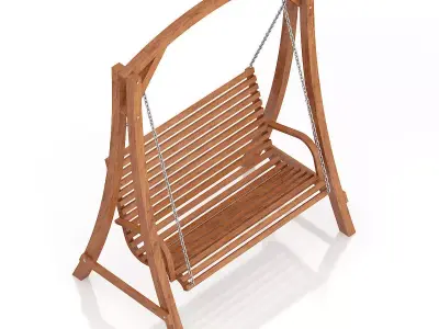 Wooden Bench Swing 3D model