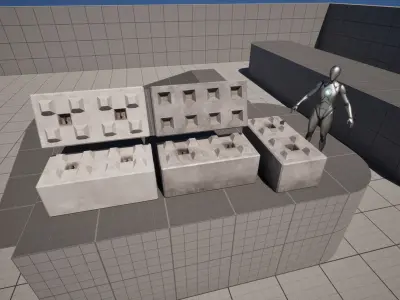 Concrete Big Block for Barriers Low-poly 3D model