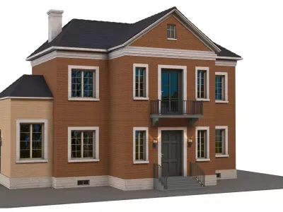 Classic Red Brick House 3D Model 3D model