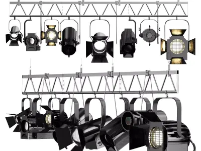 Soft theater farm with lighting equipment Low-poly 3D model