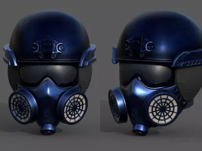 Helmet scifi military combat space cyborg robot military combat  Low-poly 3D model