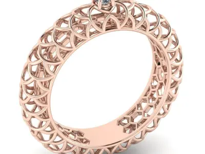 Beautiful pattern ring with gem 3D print model