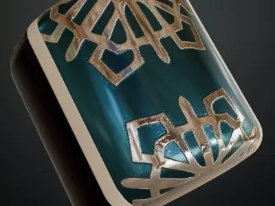 Stylized Snowflake Flower Metal Panel PBR Seamless Texture