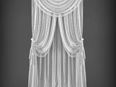 Curtains curtain with tassels Low-poly 3D model