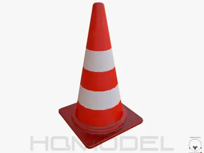 Cone PBR traffic Low-poly 3D model
