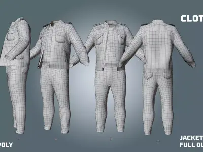 jacket and pants - clothyfic outfits Low-poly 3D model