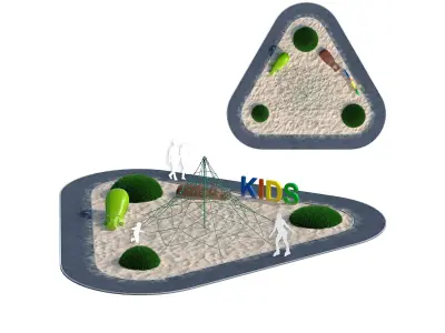 Children playground with rope web 3D model