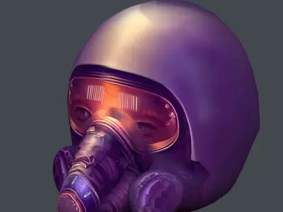 Gas mask helmet scifi Low-poly character art game space  Low-poly 3D model