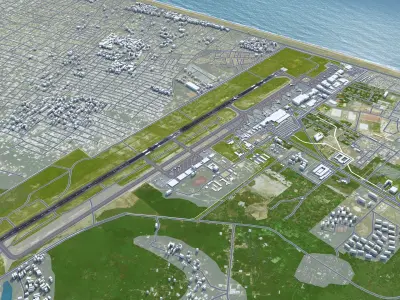 Felix Houphouet Boigny International Airport 10km Low-poly 3D model