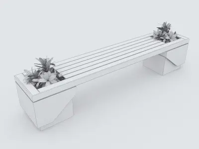 Modern Bench Street and Garden 7 3D model