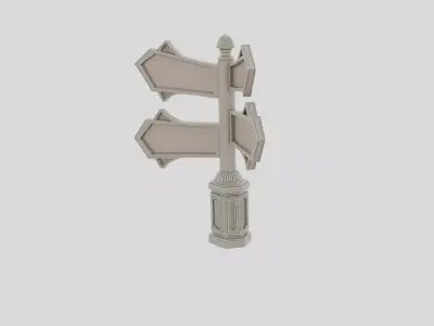 Fantasy Wooden Market Signpost for 3D print 3D model