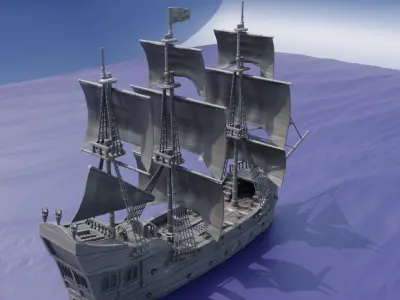 Pirate Ship Tabletop Terrain 28 mm 3D print model