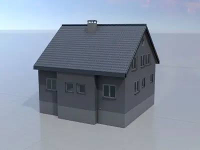 Modern single-family house version 5 L Low-poly 3D model