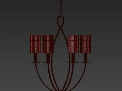 Castana Collection 6 Light Gold Chandelier with Fabric Shade 3D model purchase