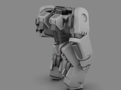 combat robot rigged character 3D model