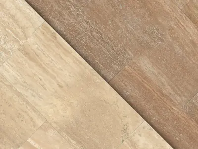 Travertine 4 room with marble tiles and ball Texture