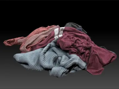 Pile of Cloths 4 Low-poly 3D model