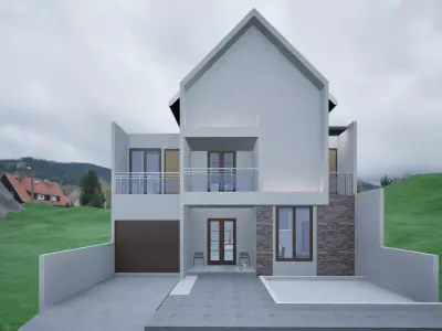 Modern Minimalist Two Storey House 3D model