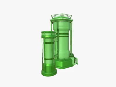 SciFi Facility A06 Green - Sci Fi Exterior Design Low-poly 3D model
