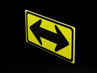 Street Sign Rectangle Double Wide Low-poly 3D model