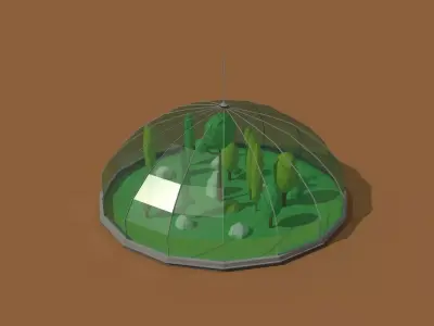 Low Poly Scifi Greenhouse Low-poly 3D model