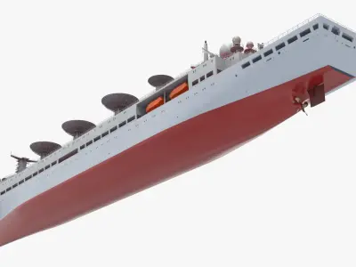  Ocean Surveillance Vessel with Communication Domes Red Simplified 