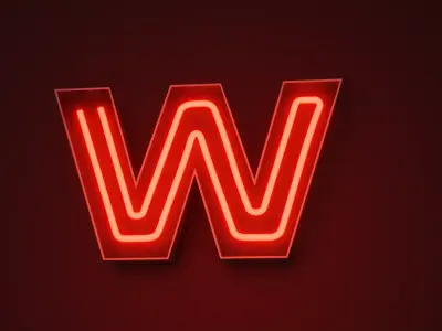 Neon W letter 3D model